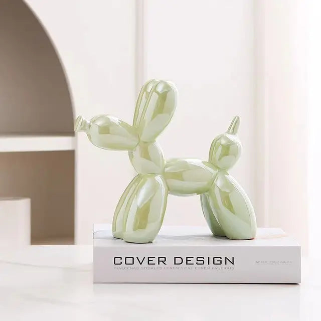 Przytulia Dom | Dekoracyjna Rzeźba Balonowego Psa – Ceramiczna Figurka Ozdobna 18 cm