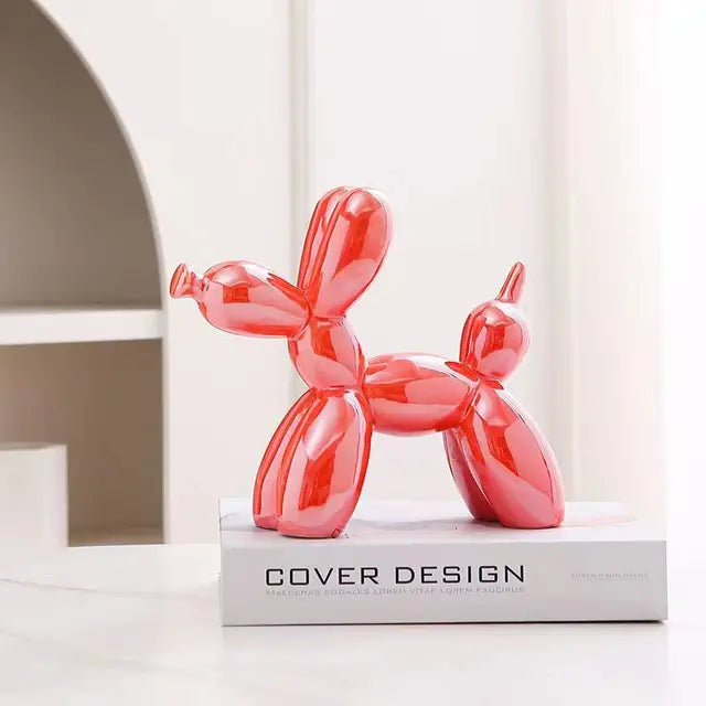 Przytulia Dom | Dekoracyjna Rzeźba Balonowego Psa – Ceramiczna Figurka Ozdobna 18 cm