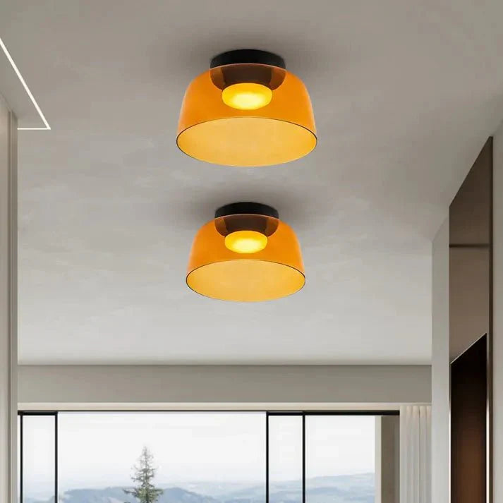 Przytulia Dom | Skandynawska Lampa Sufitowa LED Szklana 18W – Designerski Plafon Vintage 3 Barwy