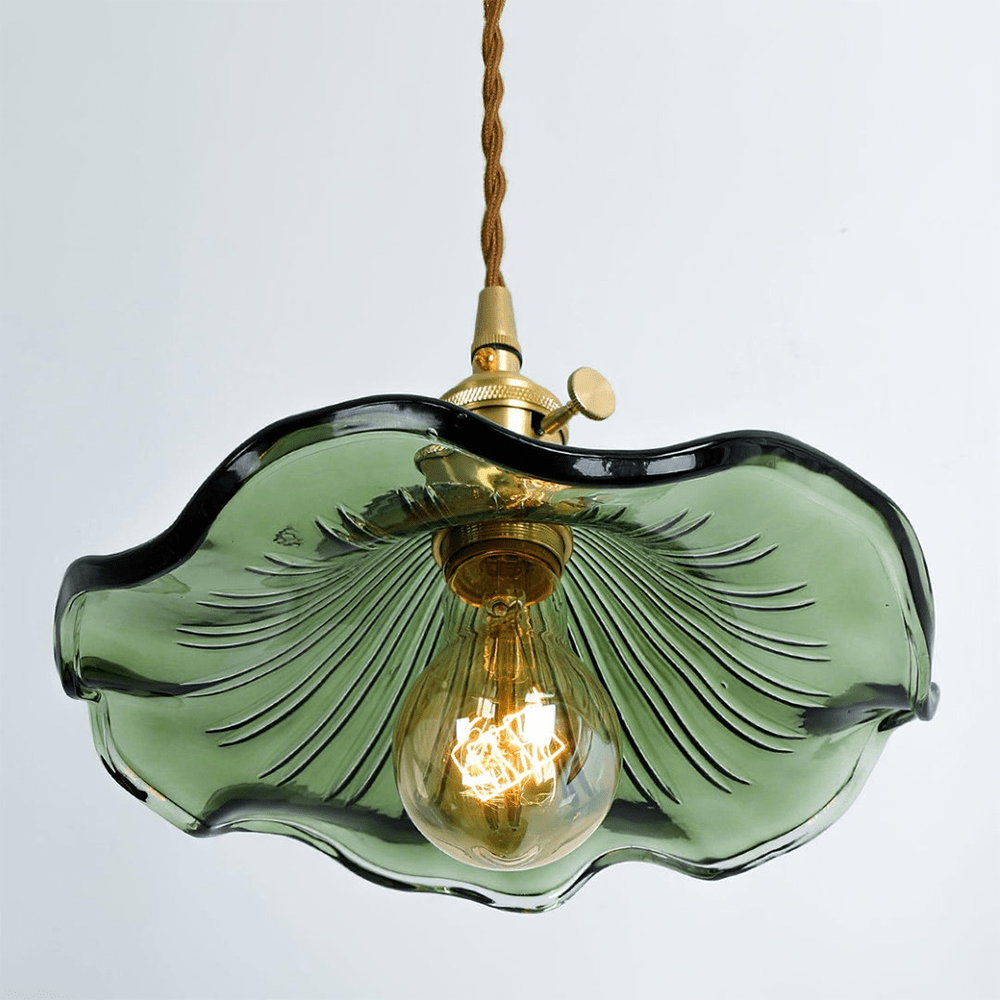 Przytulia Dom | Lampa Wisząca Hibiscus E27 – Szklana Lampa Kwiatowa Regulowana, Styl Dekoracyjny