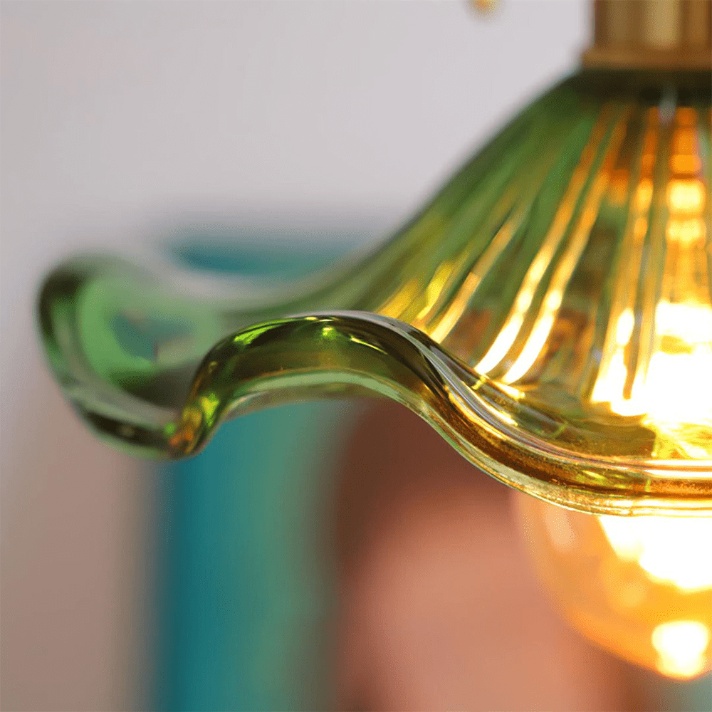 Przytulia Dom | Lampa Wisząca Hibiscus E27 – Szklana Lampa Kwiatowa Regulowana, Styl Dekoracyjny