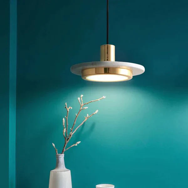 Przytulia Dom | Nowoczesna Lampa Wisząca LED Marmur – Designerska Lampa Sufitowa 20 cm