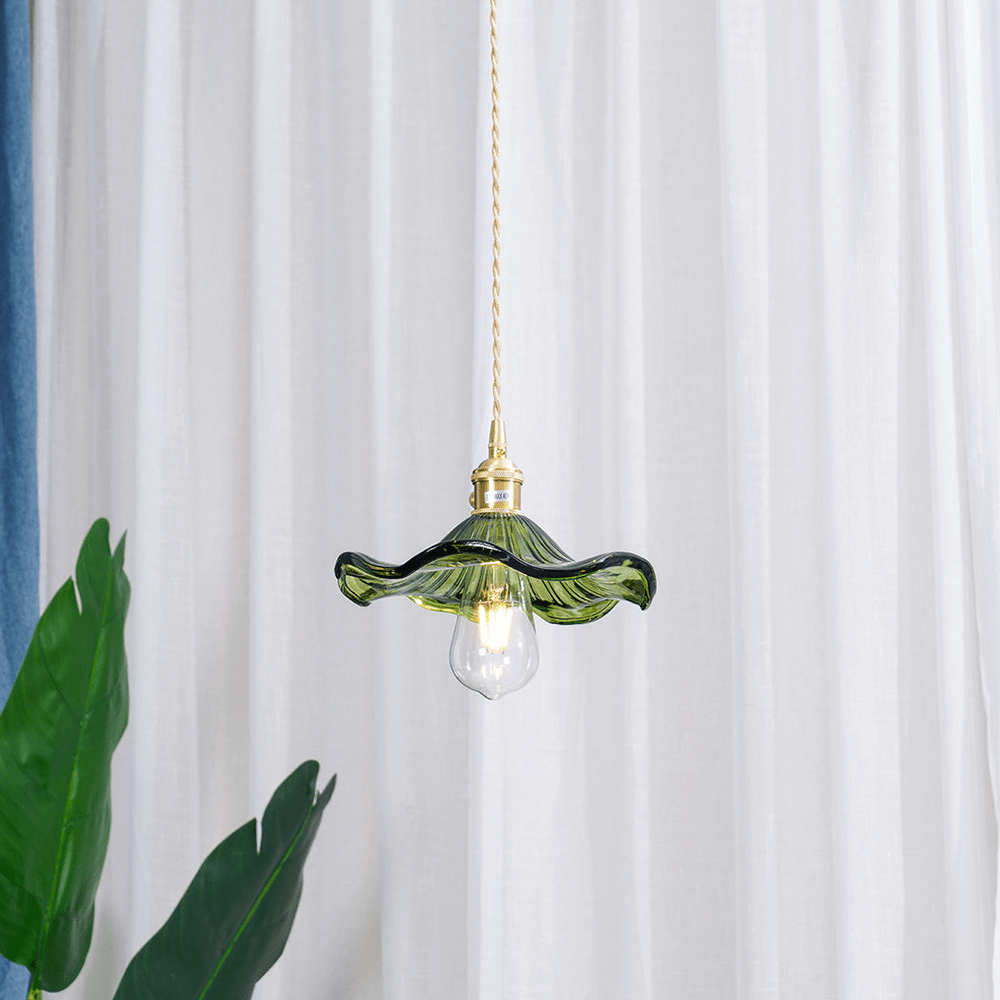 Przytulia Dom | Lampa Wisząca Hibiscus E27 – Szklana Lampa Kwiatowa Regulowana, Styl Dekoracyjny