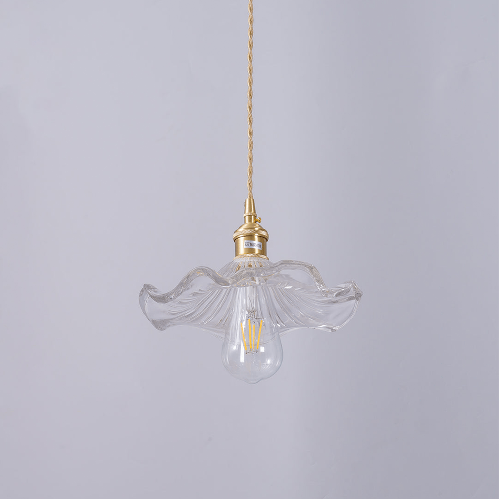 Przytulia Dom | Lampa Wisząca Hibiscus E27 – Szklana Lampa Kwiatowa Regulowana, Styl Dekoracyjny