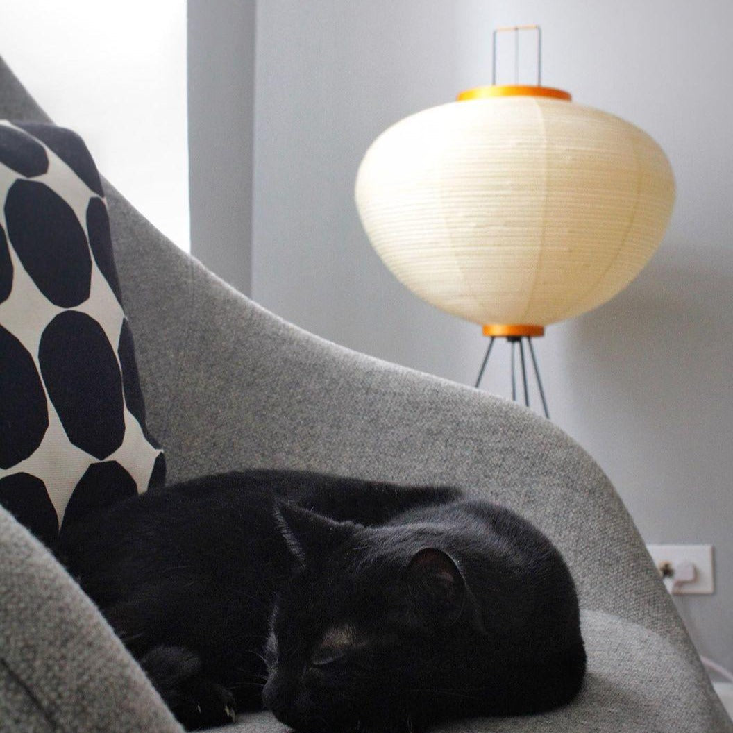 Przytulia Dom | Lampa Podłogowa z Papieru Ryżowego E27 – Designerska Lampa Stojąca Styl Japandi
