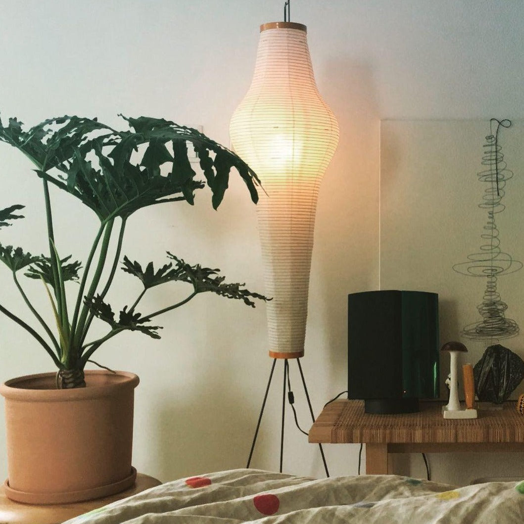 Przytulia Dom | Lampa Podłogowa z Papieru Ryżowego E27 – Designerska Lampa Stojąca Styl Japandi