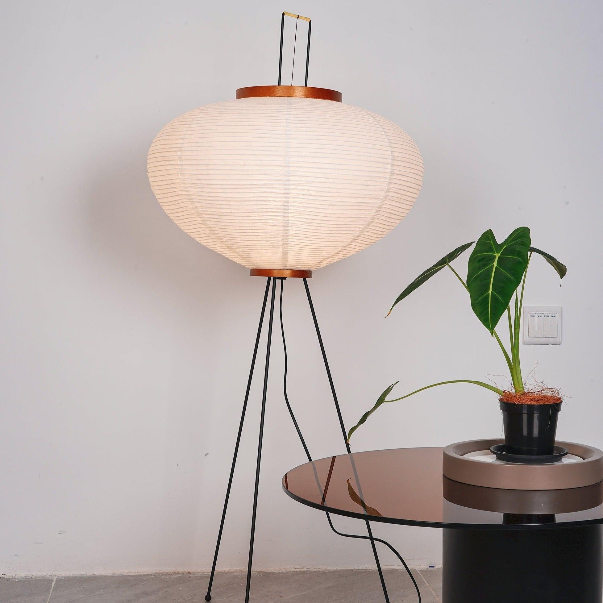Przytulia Dom | Lampa Podłogowa z Papieru Ryżowego E27 – Designerska Lampa Stojąca Styl Japandi