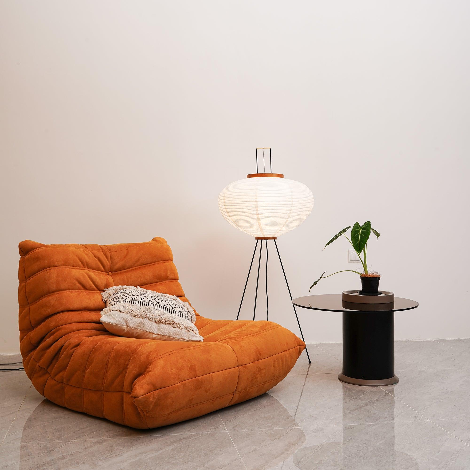 Przytulia Dom | Lampa Podłogowa z Papieru Ryżowego E27 – Designerska Lampa Stojąca Styl Japandi