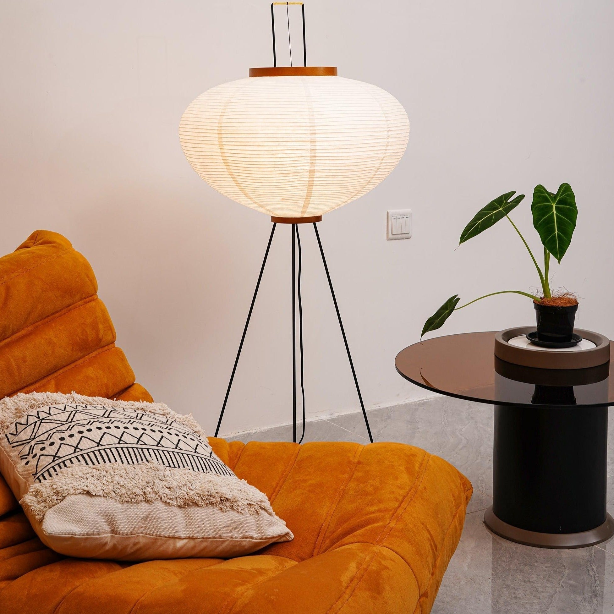 Przytulia Dom | Lampa Podłogowa z Papieru Ryżowego E27 – Designerska Lampa Stojąca Styl Japandi