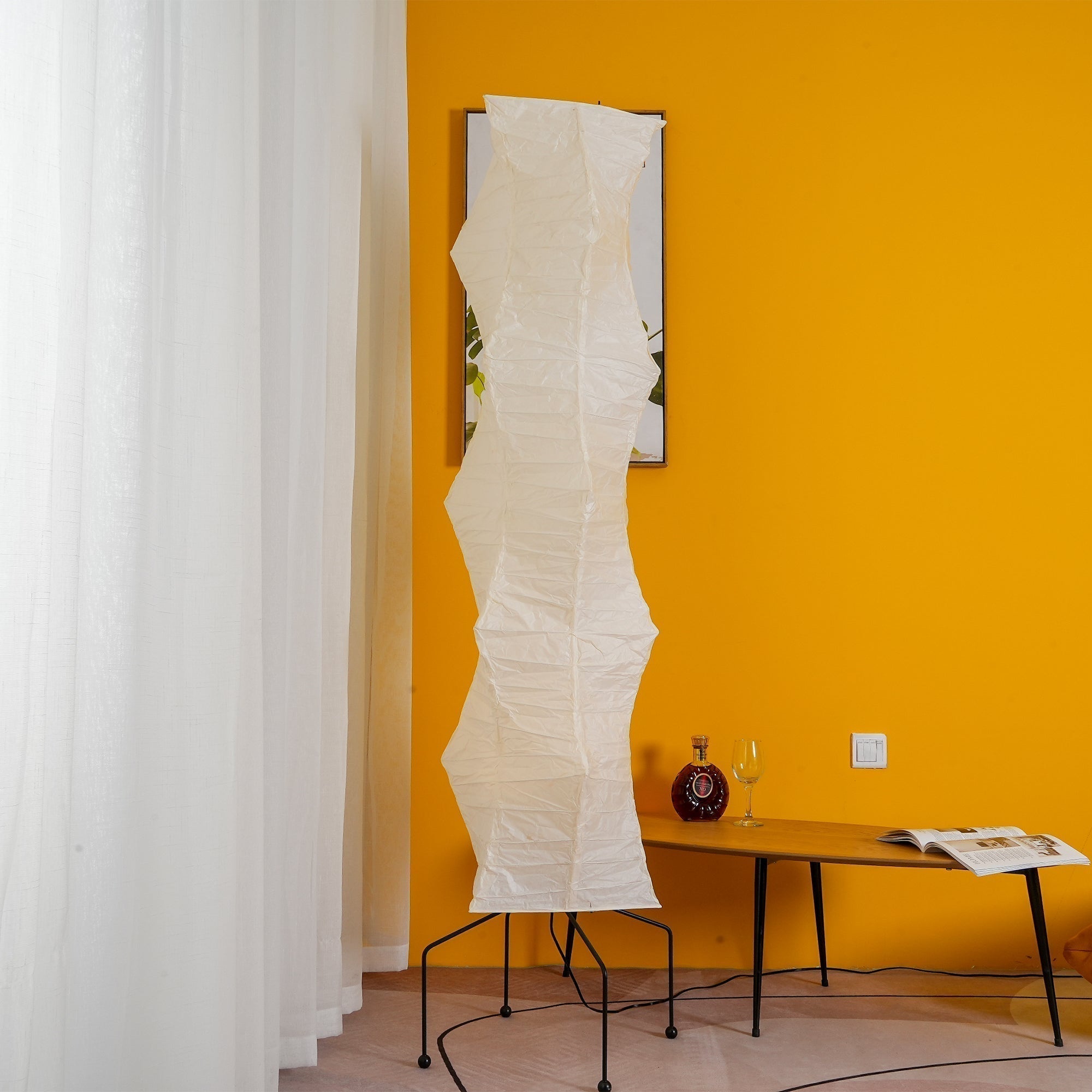 Przytulia Dom | Lampa Podłogowa z Papieru Ryżowego E27 – Designerska Lampa Stojąca Styl Japandi