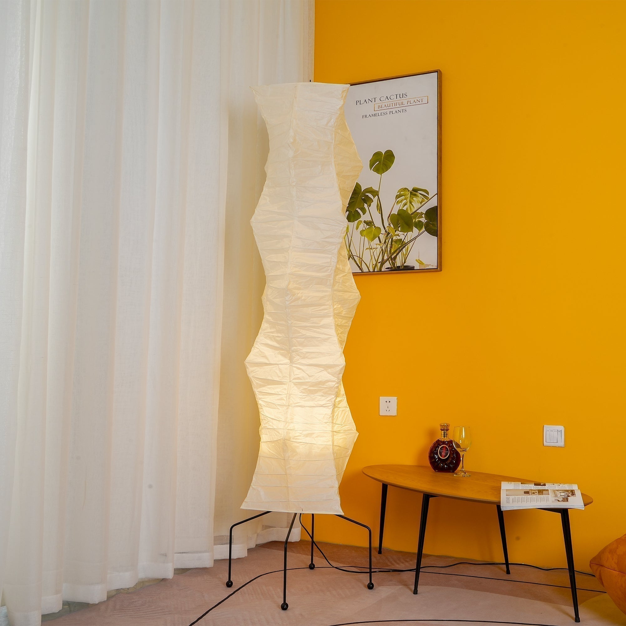 Przytulia Dom | Lampa Podłogowa z Papieru Ryżowego E27 – Designerska Lampa Stojąca Styl Japandi