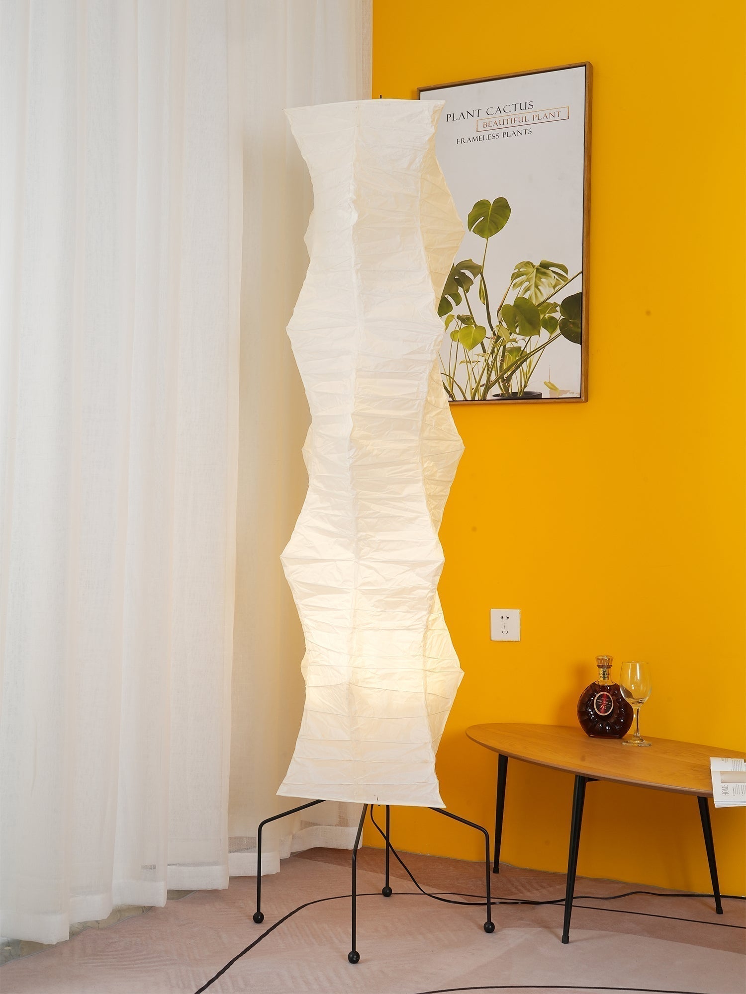 Przytulia Dom | Lampa Podłogowa z Papieru Ryżowego E27 – Designerska Lampa Stojąca Styl Japandi