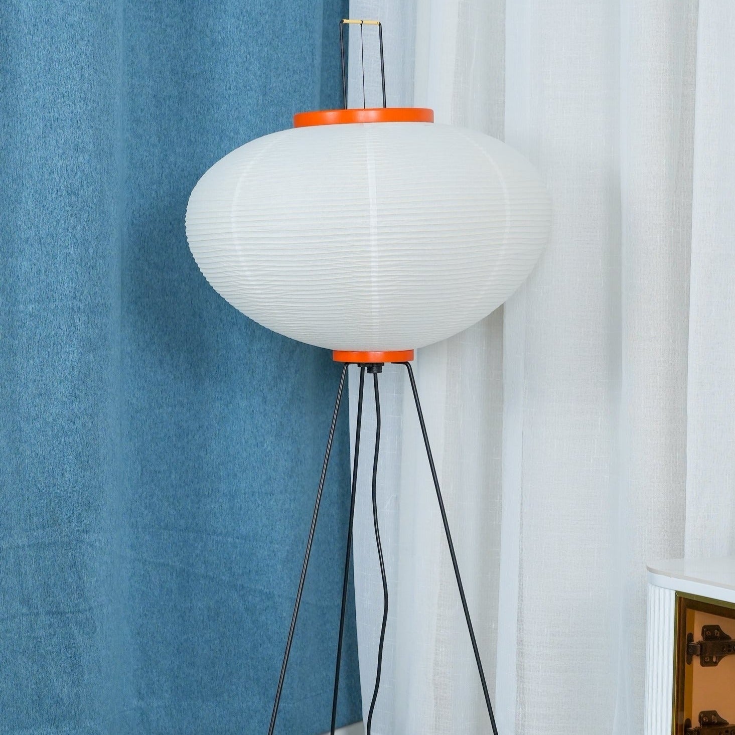 Przytulia Dom | Lampa Podłogowa z Papieru Ryżowego E27 – Designerska Lampa Stojąca Styl Japandi
