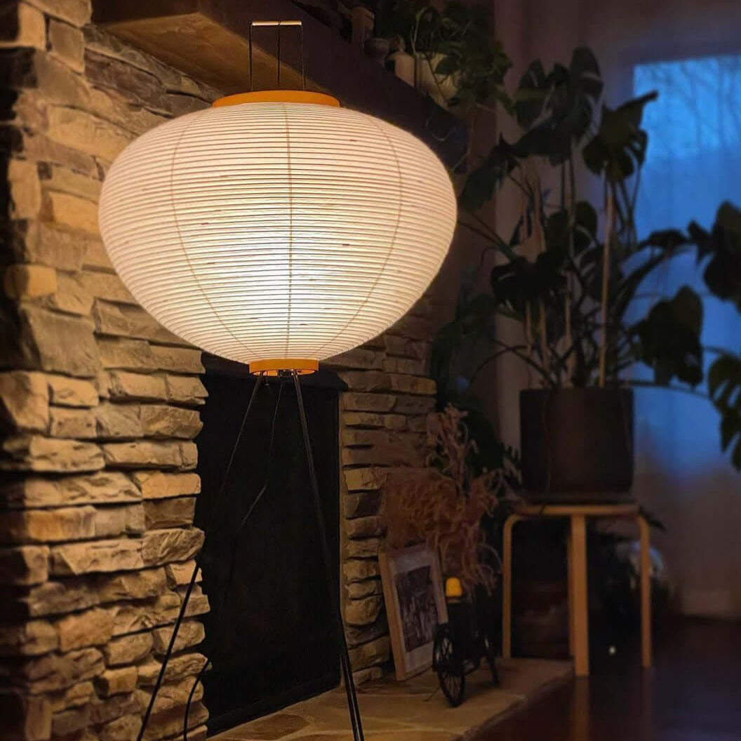 Przytulia Dom | Lampa Podłogowa z Papieru Ryżowego E27 – Designerska Lampa Stojąca Styl Japandi