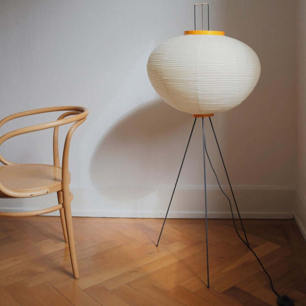 Przytulia Dom | Lampa Podłogowa z Papieru Ryżowego E27 – Designerska Lampa Stojąca Styl Japandi