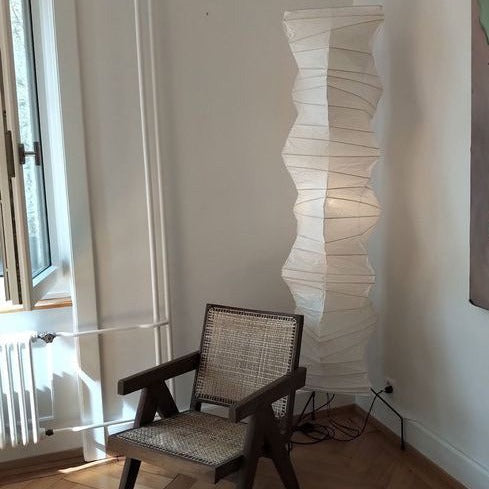 Przytulia Dom | Lampa Podłogowa z Papieru Ryżowego E27 – Designerska Lampa Stojąca Styl Japandi