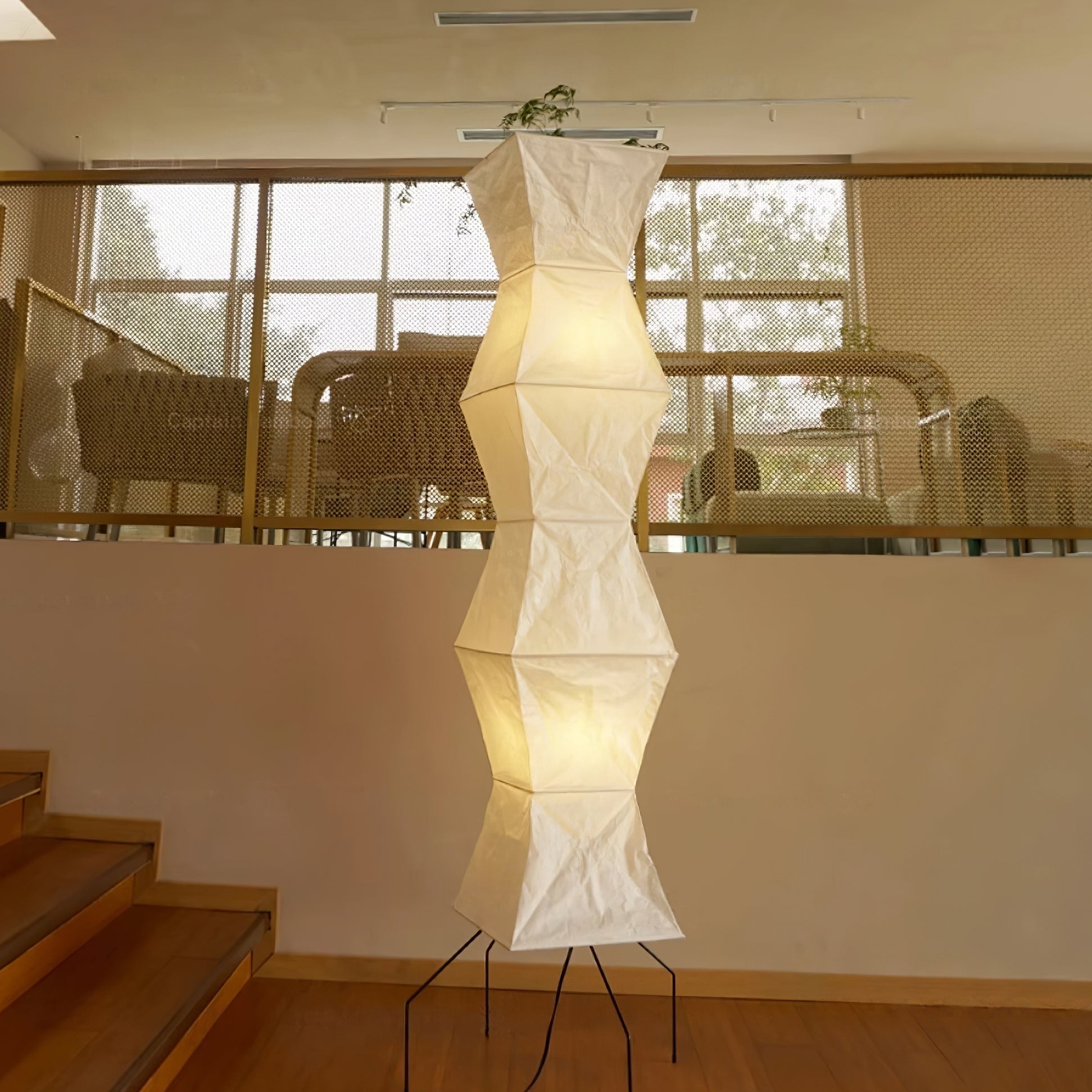 Przytulia Dom | Lampa Podłogowa z Papieru Ryżowego E27 – Designerska Lampa Stojąca Styl Japandi