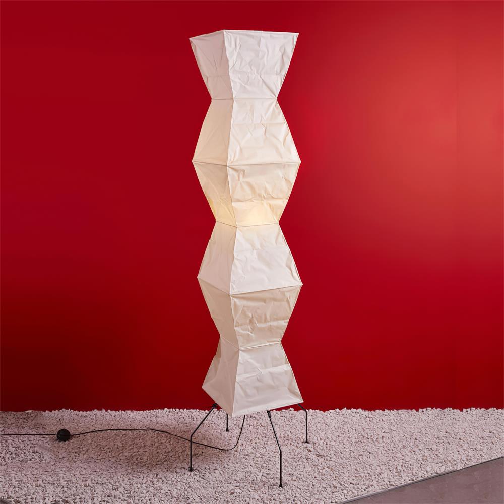 Przytulia Dom | Lampa Podłogowa z Papieru Ryżowego E27 – Designerska Lampa Stojąca Styl Japandi