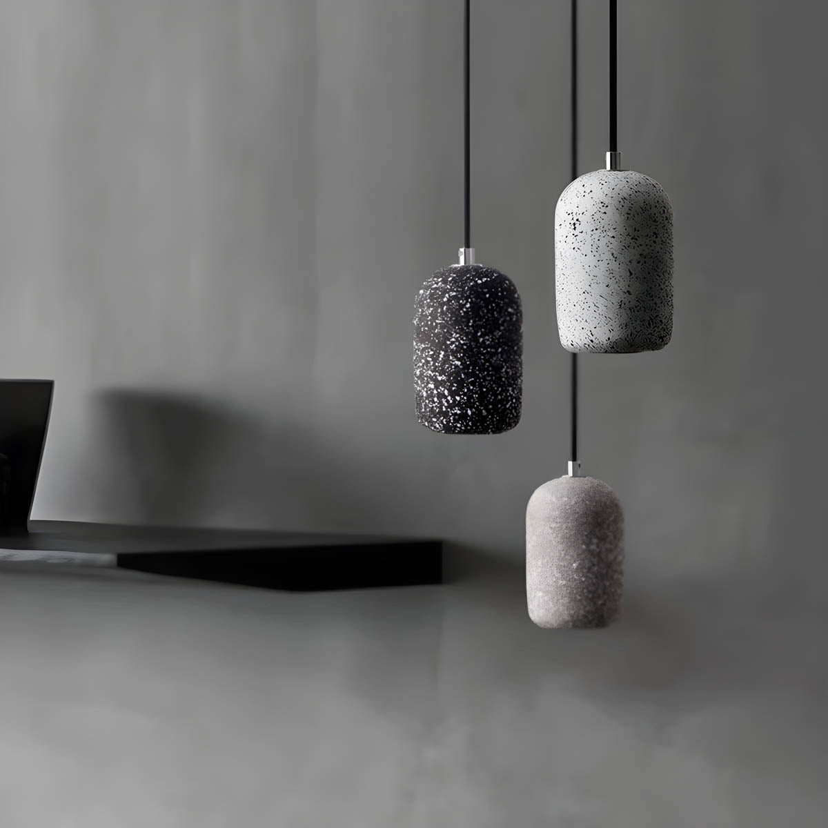Przytulia Dom | Lampa Wisząca LED Industrialna – Designerska Lampa Sufitowa Cement/Szkło