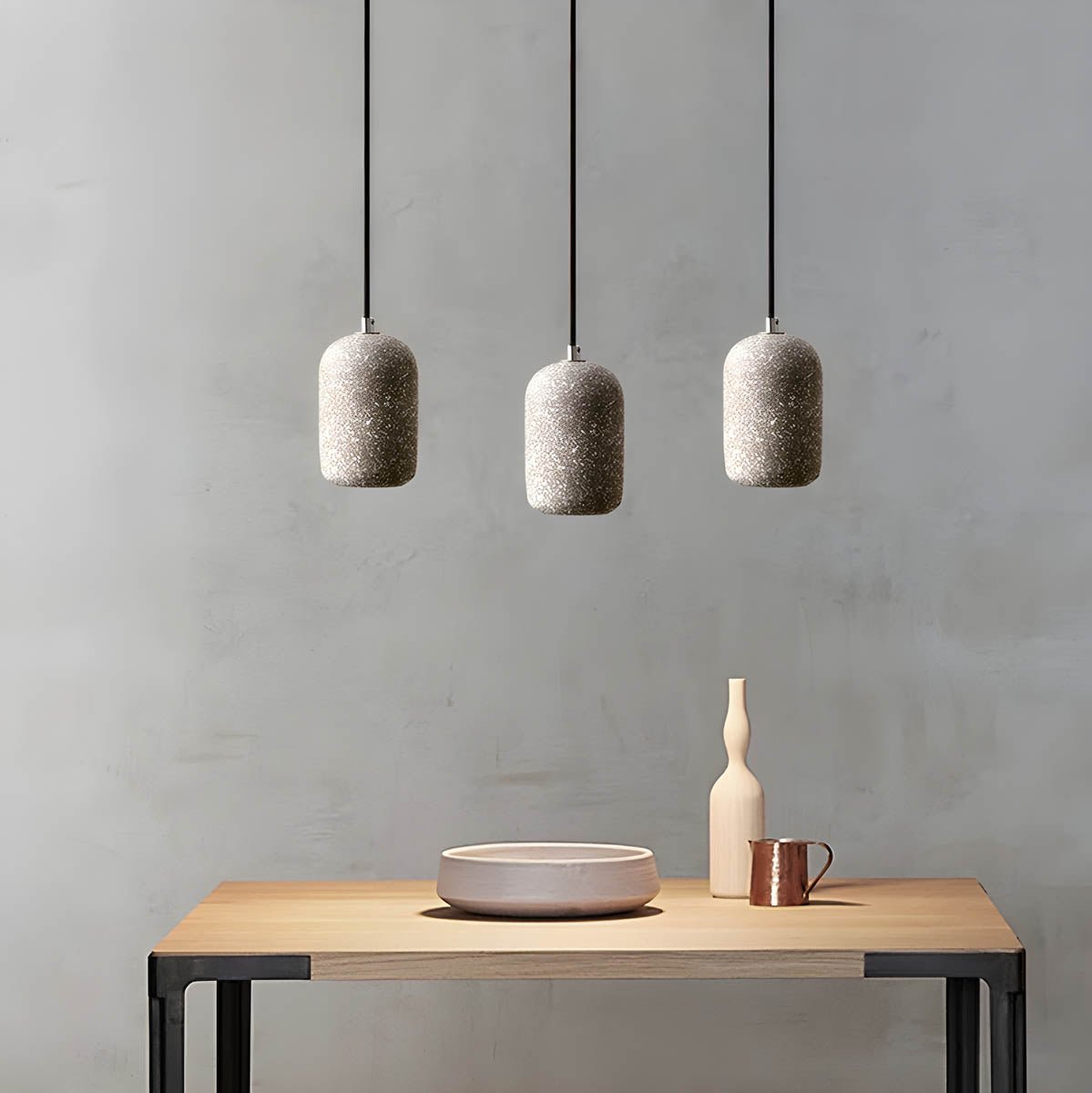 Przytulia Dom | Lampa Wisząca LED Industrialna – Designerska Lampa Sufitowa Cement/Szkło