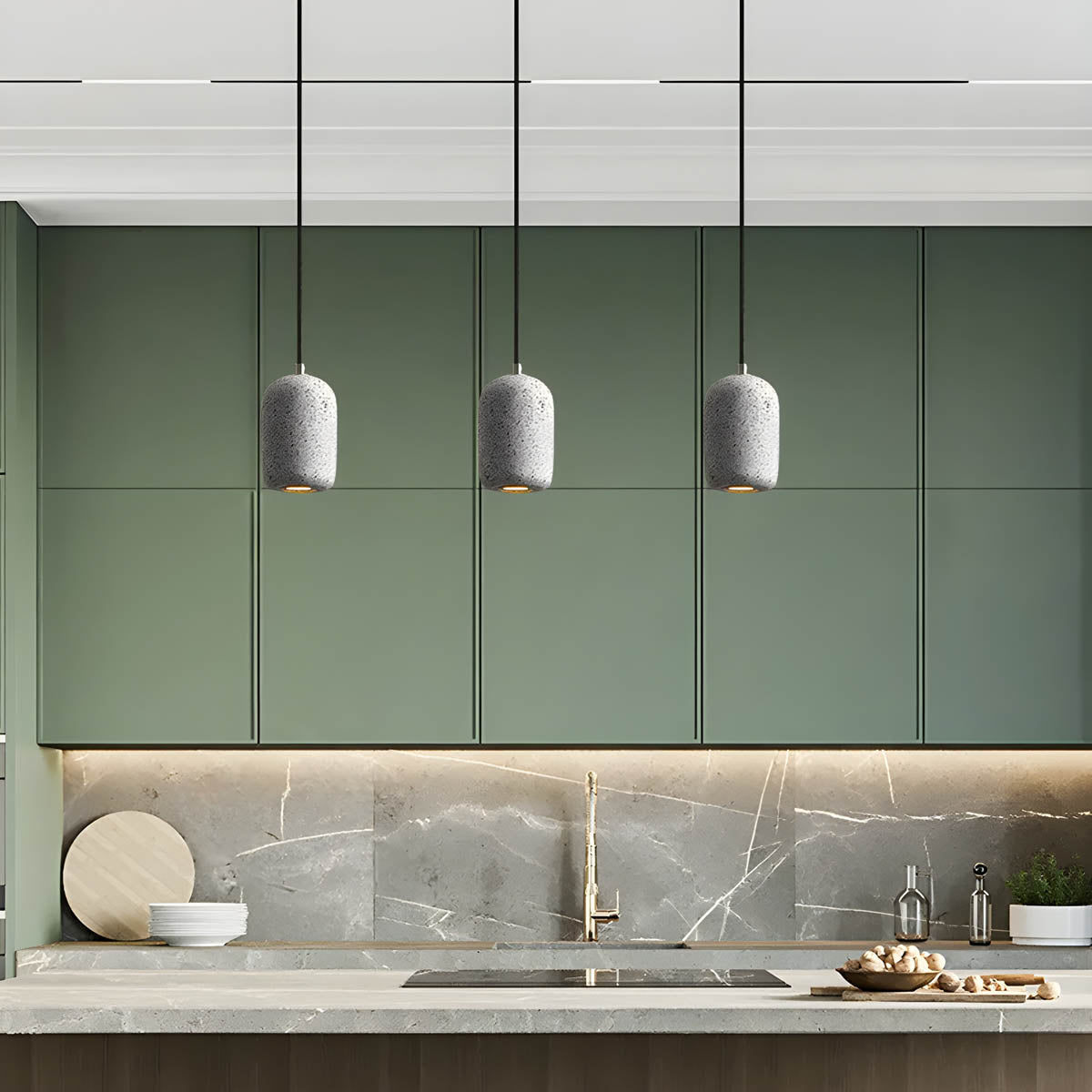 Przytulia Dom | Lampa Wisząca LED Industrialna – Designerska Lampa Sufitowa Cement/Szkło