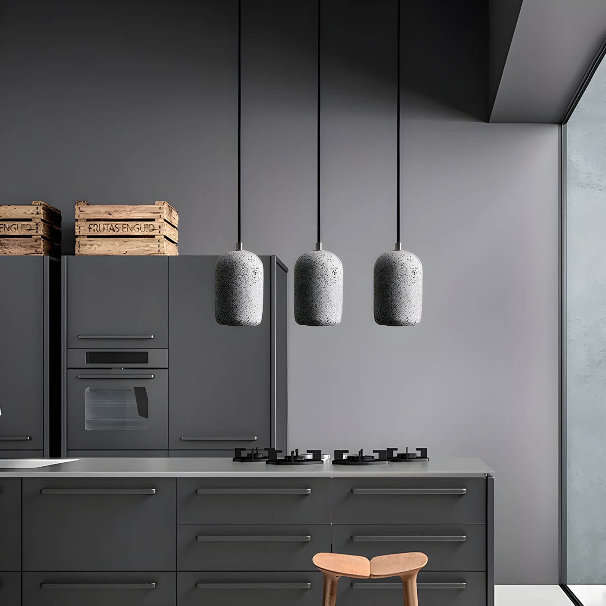 Przytulia Dom | Lampa Wisząca LED Industrialna – Designerska Lampa Sufitowa Cement/Szkło