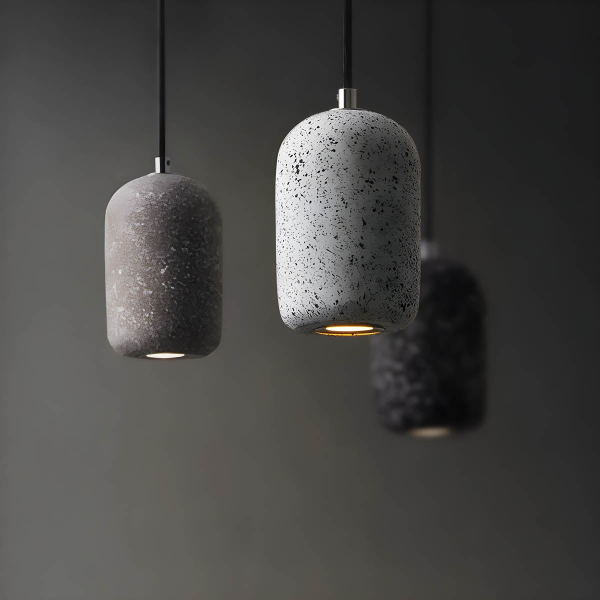 Przytulia Dom | Lampa Wisząca LED Industrialna – Designerska Lampa Sufitowa Cement/Szkło