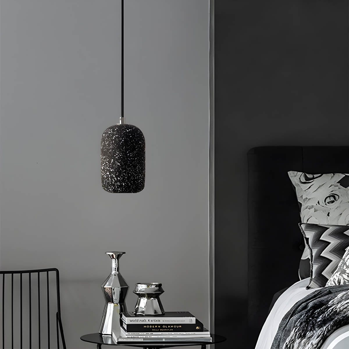 Przytulia Dom | Lampa Wisząca LED Industrialna – Designerska Lampa Sufitowa Cement/Szkło