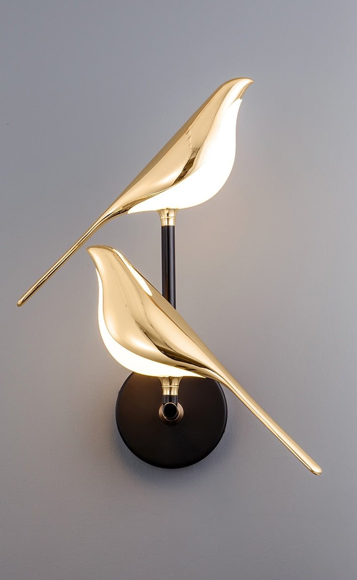 Przytulia Dom | Nowoczesna Lampa Ścienna LED Ptak – Designerska Lampa Dekoracyjna Złota