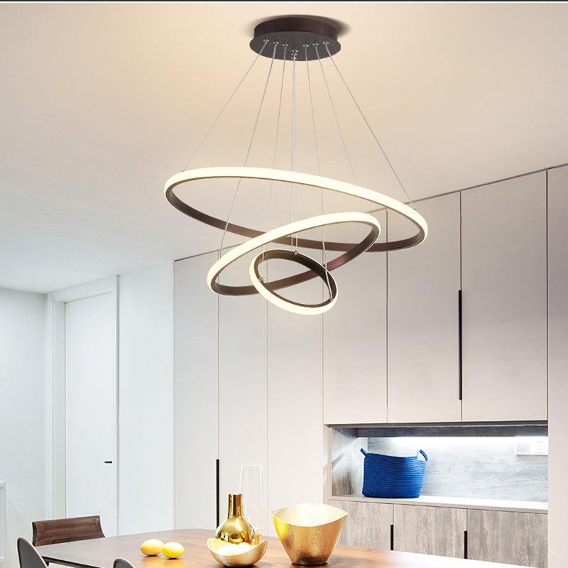 Przytulia Dom | Nowoczesny Żyrandol LED z 3 Pierścieniami – Dimmowalna Lampa Sufitowa do Salonu
