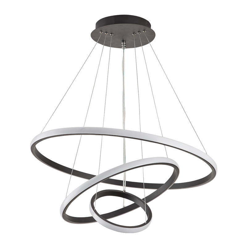 Przytulia Dom | Nowoczesny Żyrandol LED z 3 Pierścieniami – Dimmowalna Lampa Sufitowa do Salonu