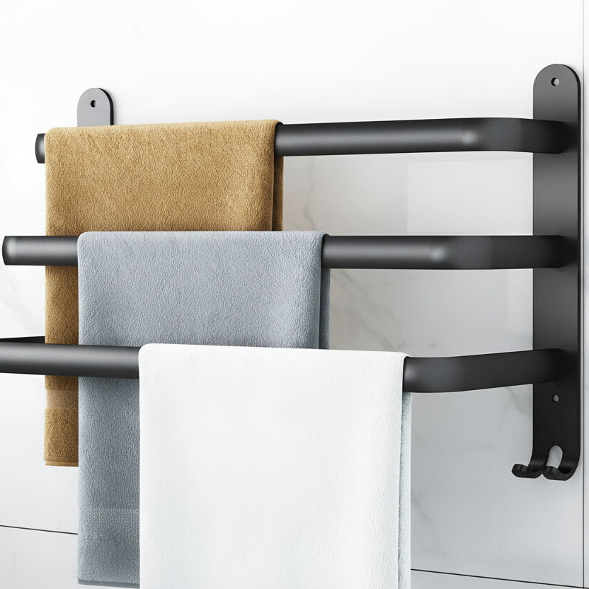 Przytulia Dom | 3-Poziomowy Wieszak na Ręczniki do Montażu na Ścianie – Aluminiowa Półka Łazienkowa 40–60 cm