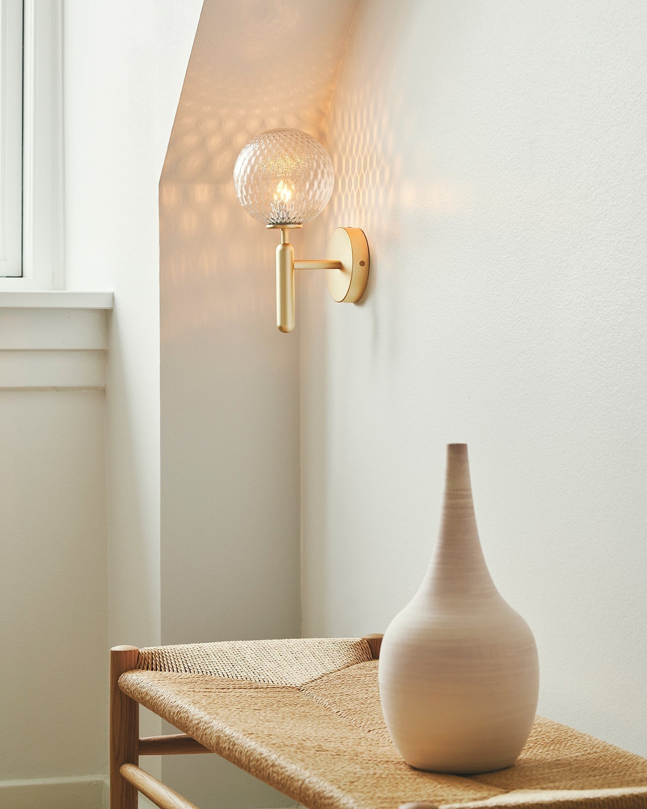 Przytulia Dom | Lampa Ścienna E14 – Skandynawska Lampa Ścienna Mosiądz i Szkło