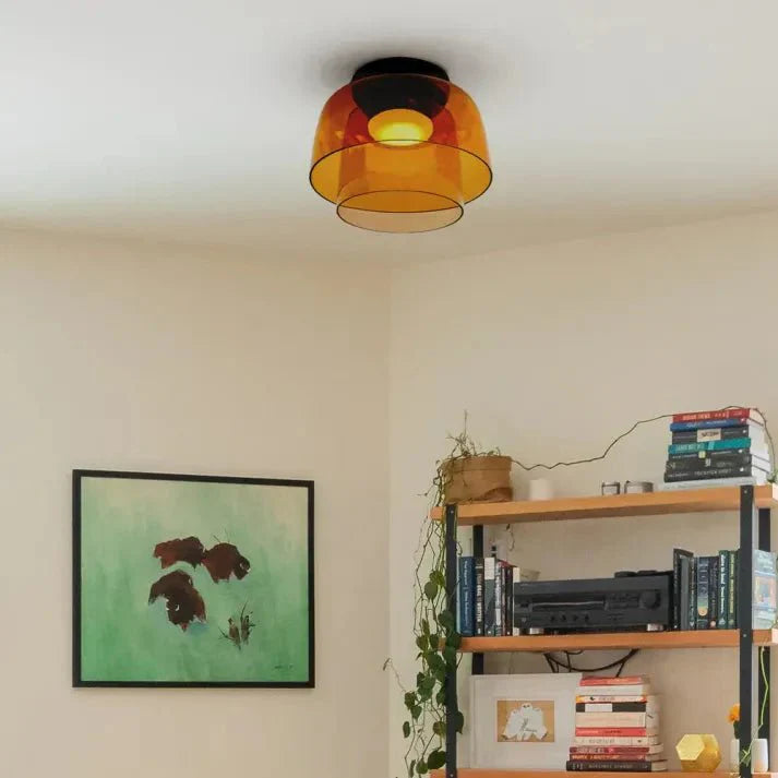Przytulia Dom | Skandynawska Lampa Sufitowa LED Szklana 18W – Designerski Plafon Vintage 3 Barwy