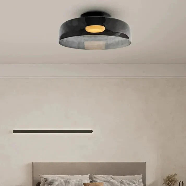 Przytulia Dom | Skandynawska Lampa Sufitowa LED Szklana 18W – Designerski Plafon Vintage 3 Barwy