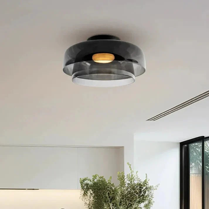 Przytulia Dom | Skandynawska Lampa Sufitowa LED Szklana 18W – Designerski Plafon Vintage 3 Barwy
