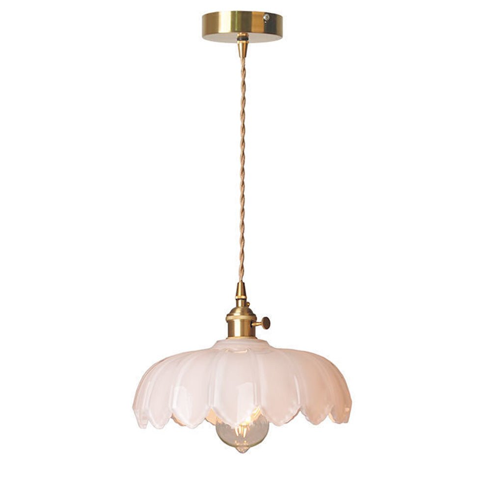 Przytulia Dom | Vintage Lampa Wisząca Szklany Kwiat E27 – Dekoracyjna Lampa Sufitowa 25 cm