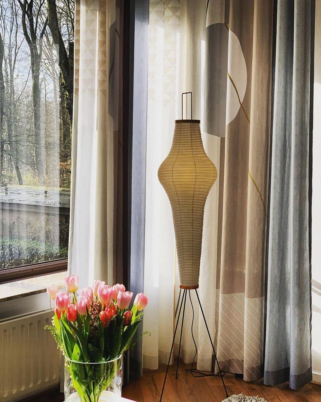 Przytulia Dom | Lampa Podłogowa z Papieru Ryżowego E27 – Designerska Lampa Stojąca Styl Japandi