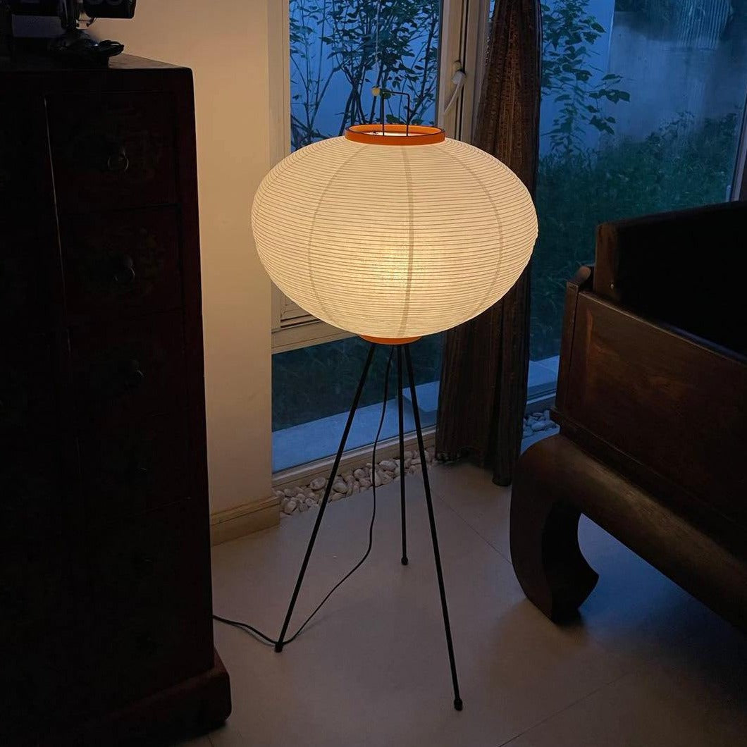 Przytulia Dom | Lampa Podłogowa z Papieru Ryżowego E27 – Designerska Lampa Stojąca Styl Japandi
