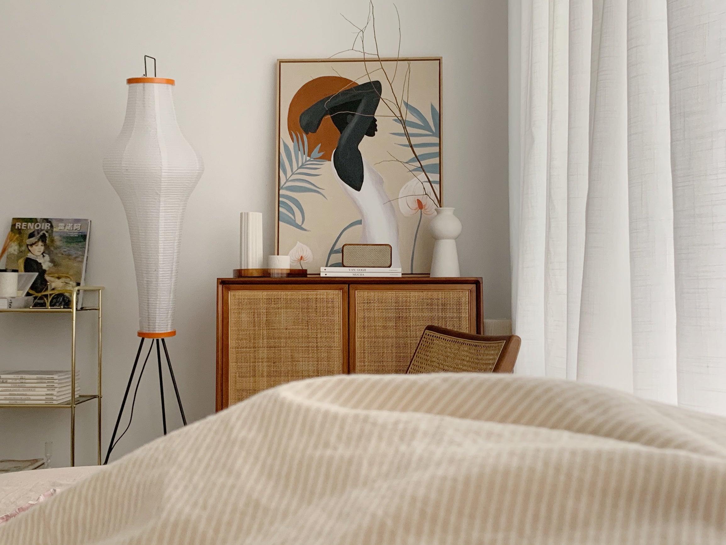 Przytulia Dom | Lampa Podłogowa z Papieru Ryżowego E27 – Designerska Lampa Stojąca Styl Japandi