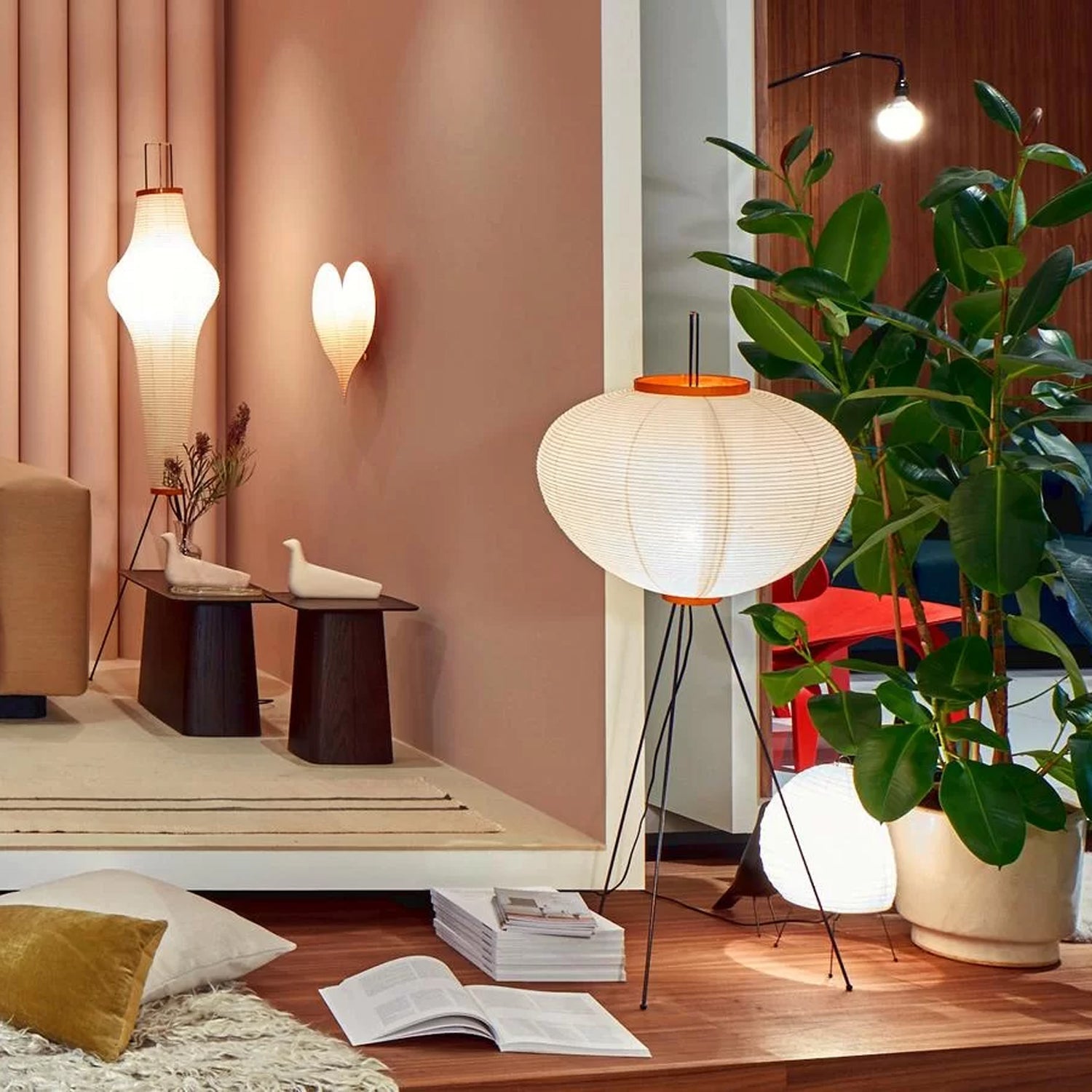 Przytulia Dom | Lampa Podłogowa z Papieru Ryżowego E27 – Designerska Lampa Stojąca Styl Japandi