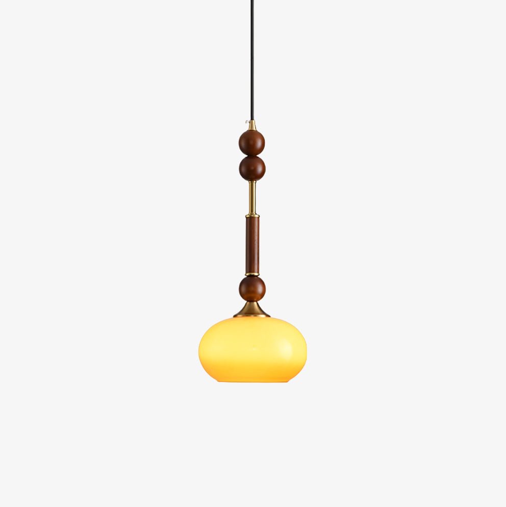 Przytulia Dom | Lampa Wisząca E27 – Styl Vintage Drewno i Szkło, Designerska Lampa Sufitowa