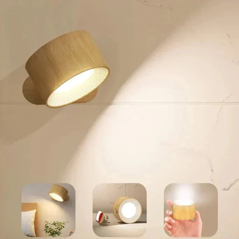 Przytulia Dom | Bezprzewodowa Lampa Ścienna LED – Regulowana 360° Lampka Dimmable USB
