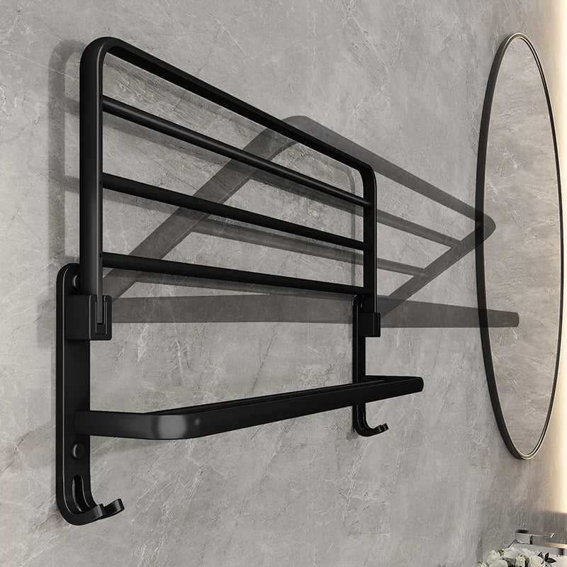 Przytulia Dom | Aluminiowy Wieszak na Ręczniki 49 cm – Czarny Wieszak Łazienkowy do Montażu na Ścianie