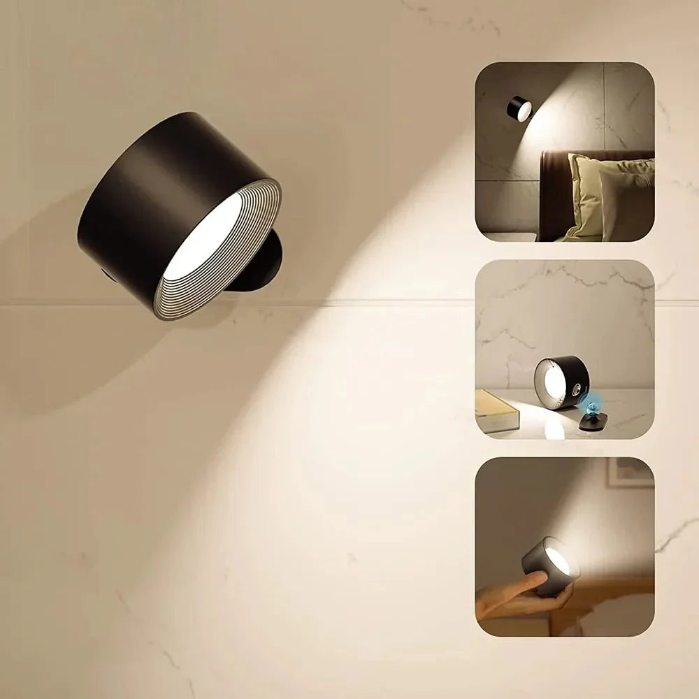 Przytulia Dom | Bezprzewodowa Lampa Ścienna LED – Regulowana 360° Lampka Dimmable USB