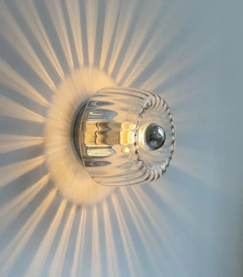 Przytulia Dom | Skandynawska Lampa Ścienna Bauhaus E14 – Szklana Lampa Wewnętrzna Metal + Szkło