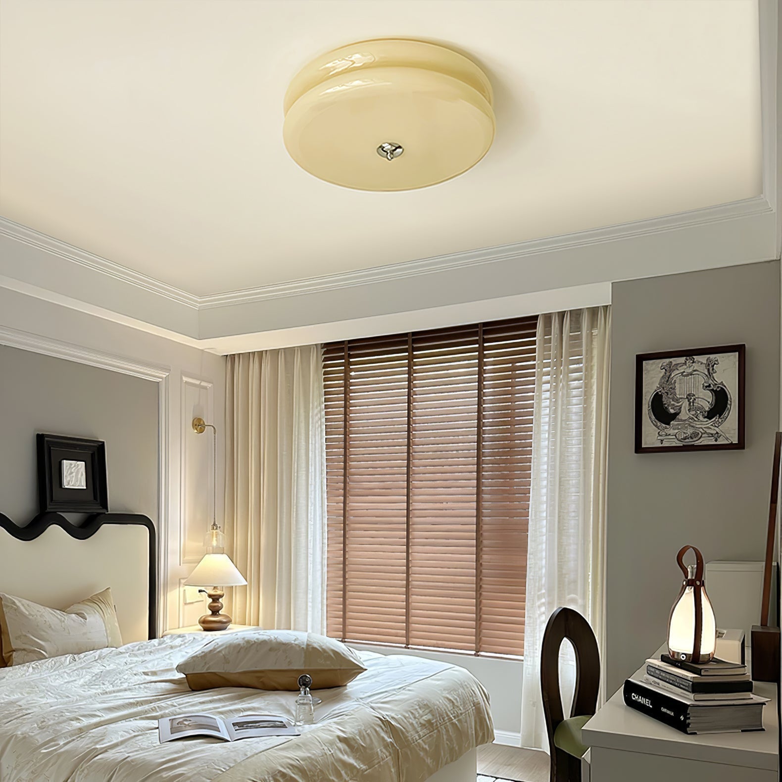 Przytulia Dom | Art Deco Vintage Lampa Sufitowa LED 24W – Plafon Szklany 3000K–6000K