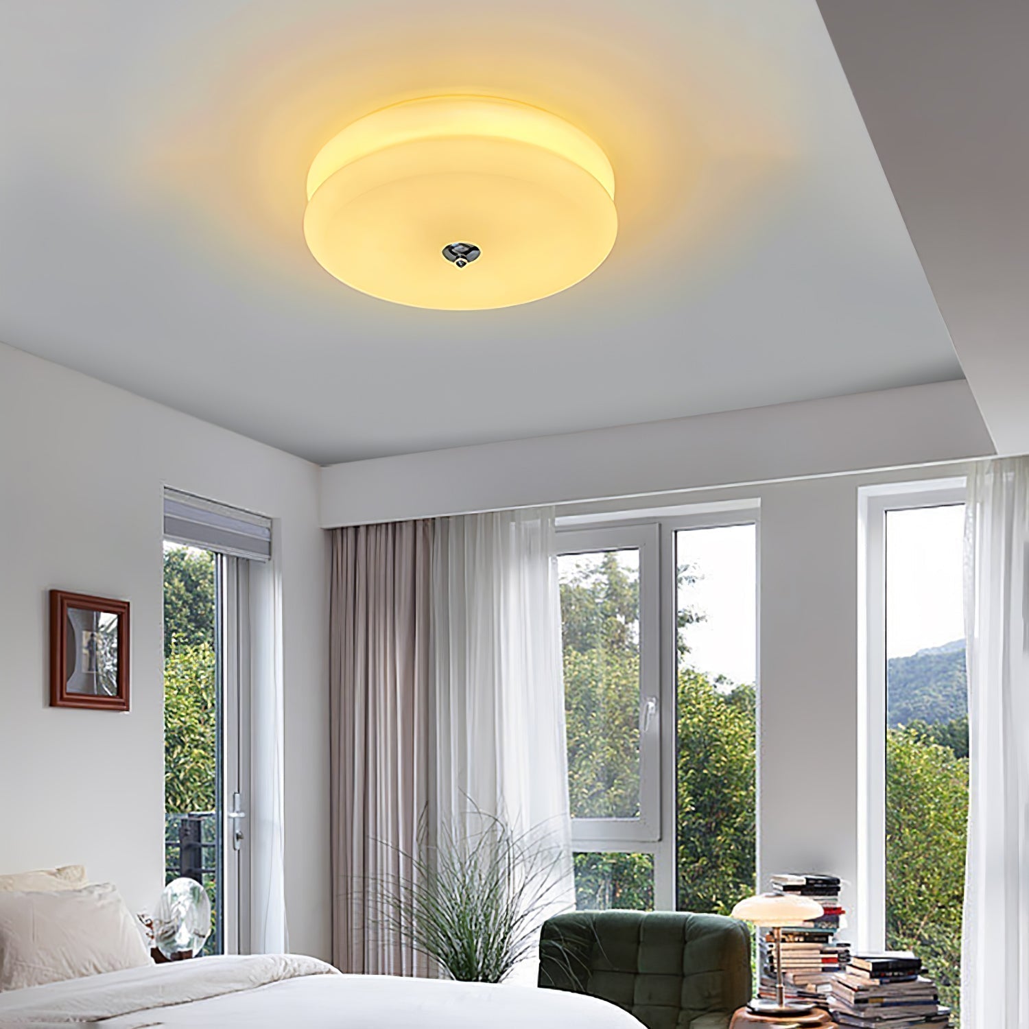 Przytulia Dom | Art Deco Vintage Lampa Sufitowa LED 24W – Plafon Szklany 3000K–6000K