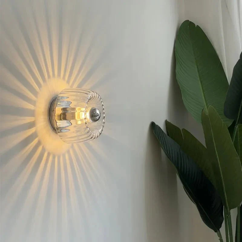 Przytulia Dom | Skandynawska Lampa Ścienna Bauhaus E14 – Szklana Lampa Wewnętrzna Metal + Szkło