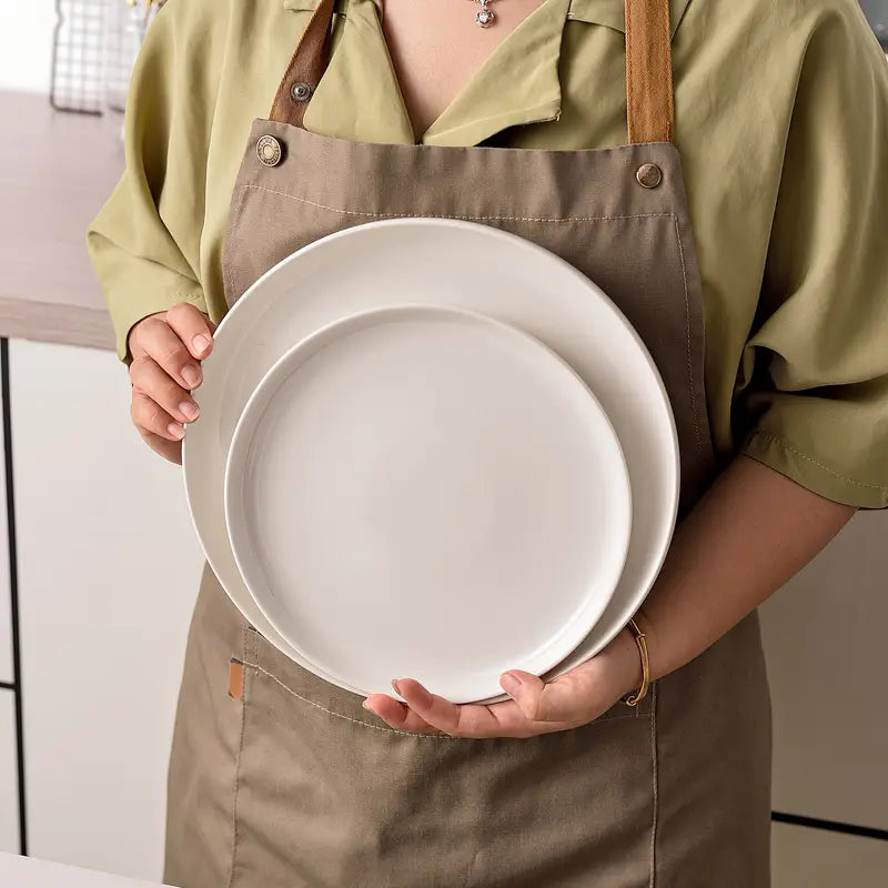 Przytulia Dom | 12-Elementowy Zestaw Obiadowy z Białej Porcelany dla 4 Osób – Talerze i Miski – Serwis Stołowy